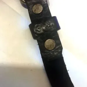 Black Pebbled Genuine Leather Grommet Belt Size 34 Narrow Punk Goth Y2K Rock Emo Unbranded | Accessories | Black Pebbled Genuine Leather  main image 2